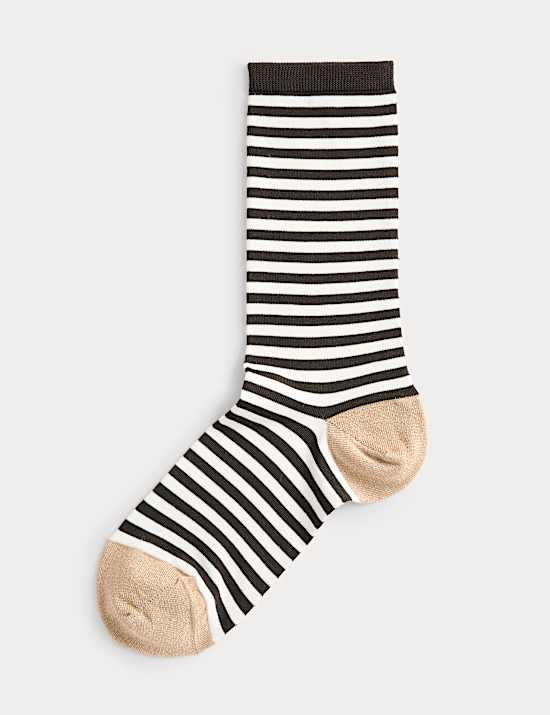Rayon Striped Ankle High Socks