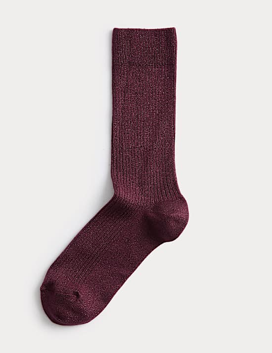 All Over Ribbed Ankle High Socks