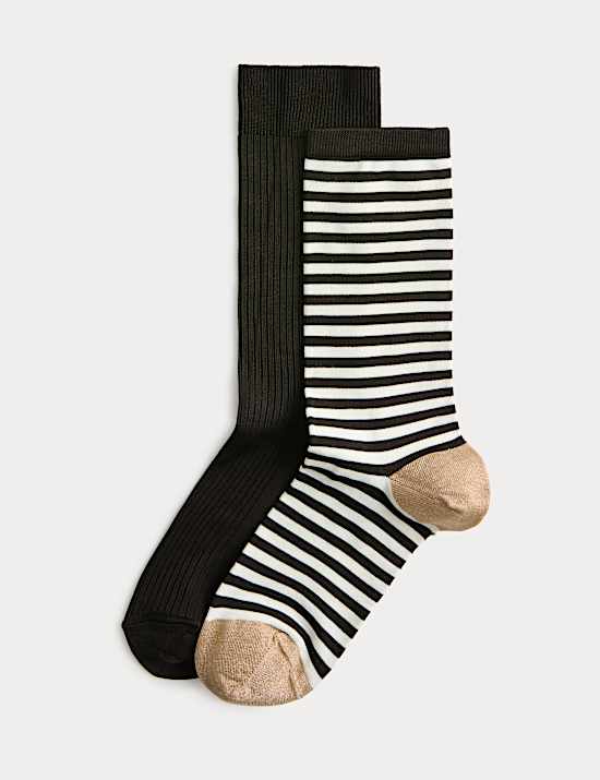 2pk Rayon Striped Crew Socks
