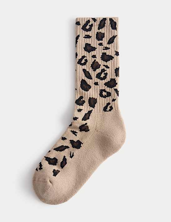 Cotton Rich Patterned Ankle High Socks