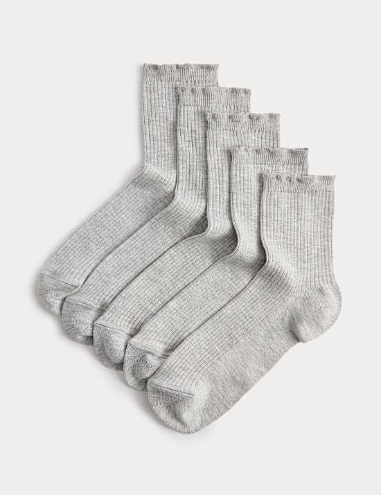 5 Pack Supersoft Ribbed Quarter Socks