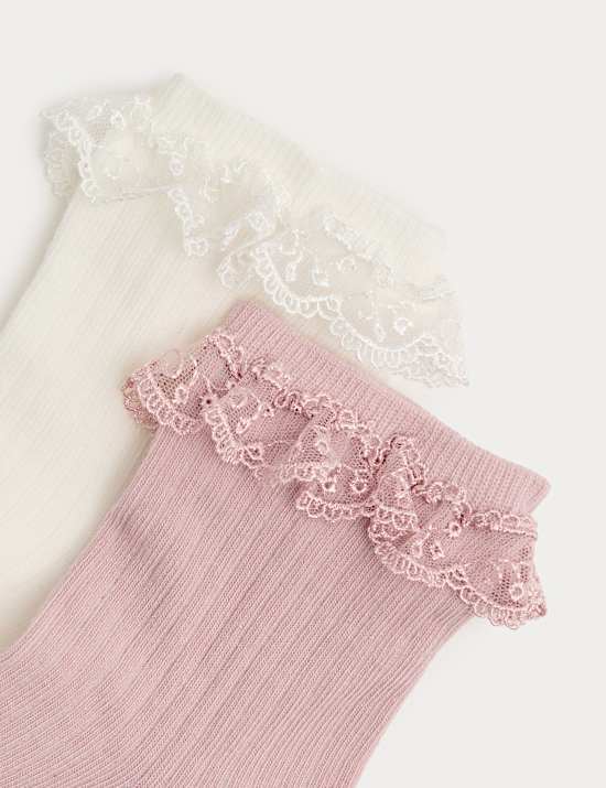 2 Pack Cotton Rich Crochet Quarter Socks