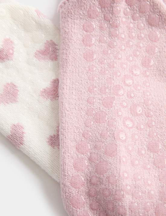 2 Pack Heart Slipper Socks