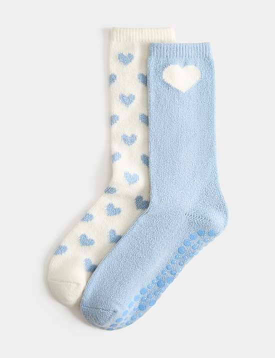2 Pack Heart Slipper Socks
