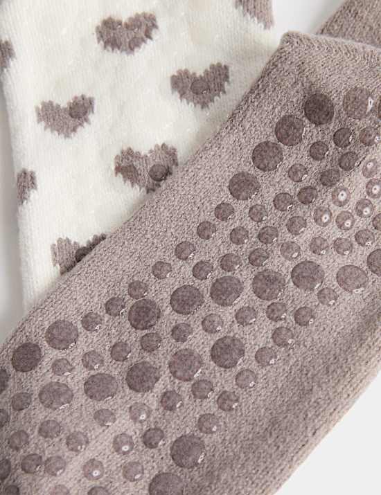 2 Pack Heart Slipper Socks