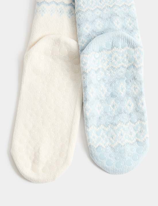 2 Pack Fairisle Slipper Socks