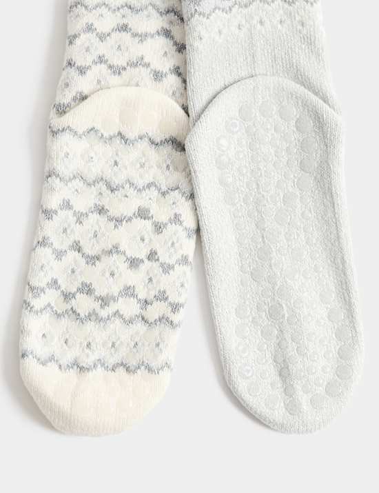 2 Pack Fairisle Slipper Socks