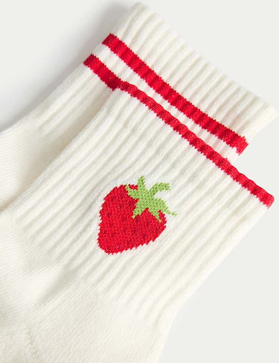2 Pack Cotton Rich Fruit Quarter Socks