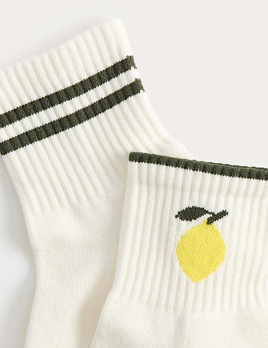 2 Pack Cotton Rich Fruit Ankle High Socks