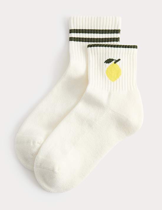 2 Pack Cotton Rich Fruit Ankle High Socks
