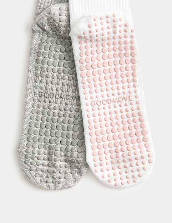 2pk Cotton Blend Stripe Yoga Socks