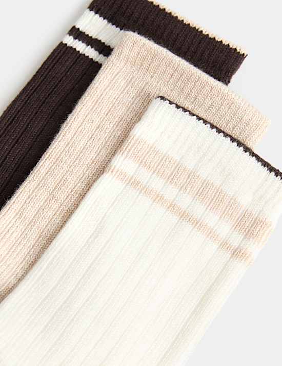 3 Pack Thermal Super Soft Striped Crew Socks