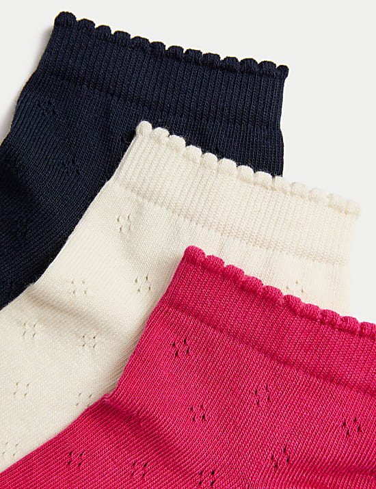 3pk Cotton Rich Pointelle Anklets