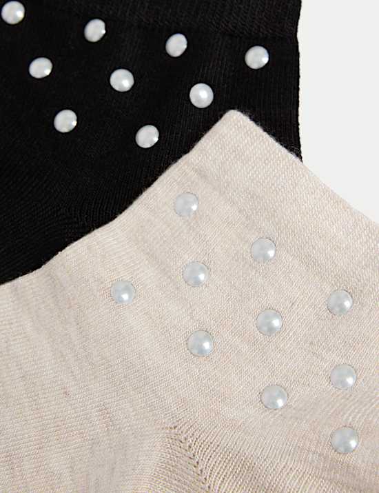 2pk Sumptuously Soft™ Embellished Quarter Socks