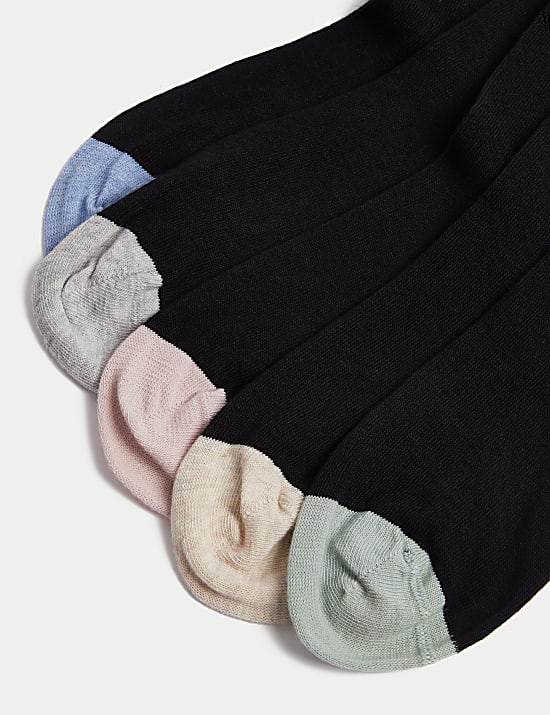 Pack de 5 pares de calcetines tobilleros de algodón con parte de arriba suave