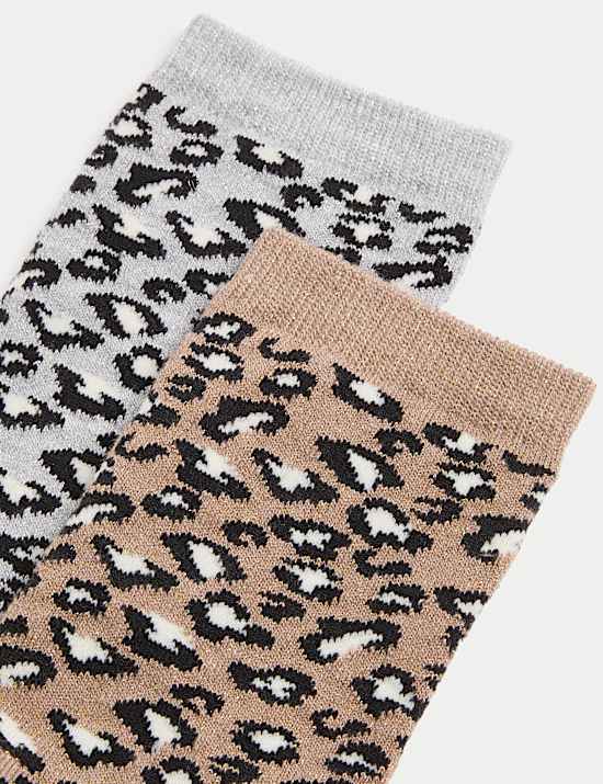2pk Cotton Blend Animal Crew Socks