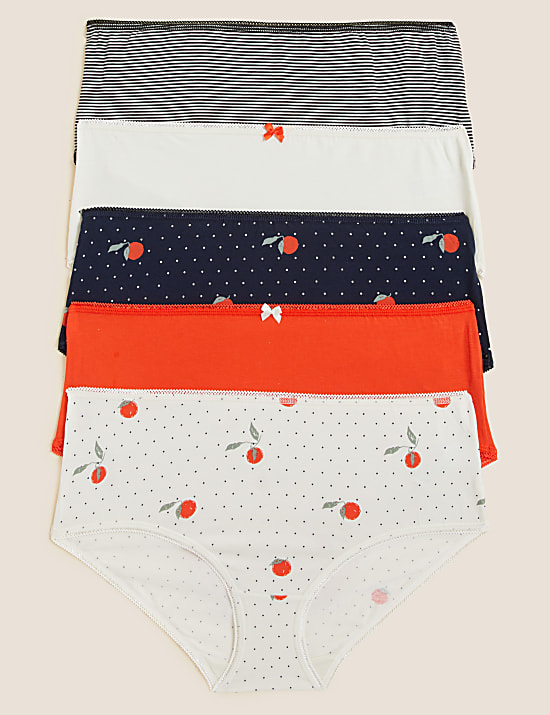 5pk Cotton Rich Lycra&reg; High Rise Knickers