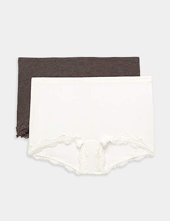 2 Pack Cashmere Blend Mid Rise Boy Shorts