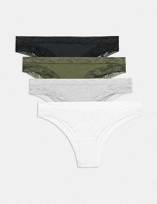 4pk Modal Blend Brazilian Knickers with Silk