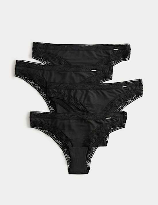 Pack de 4 braguitas brasileñas de mezcla de modal con seda
