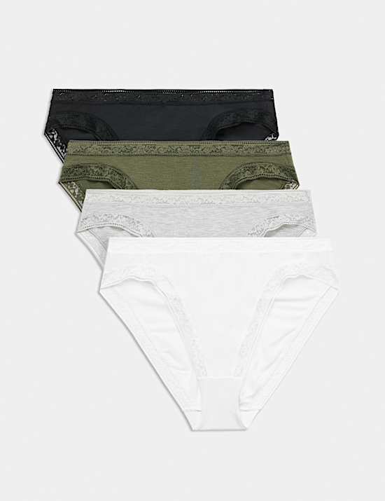 4pk Modal Rich with Silk High Leg Knickers