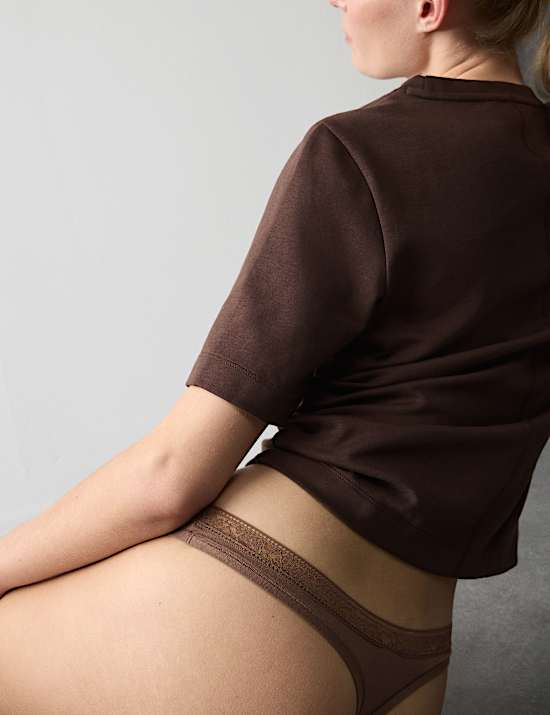 4 Pack Modal with Silk & Lace Thongs