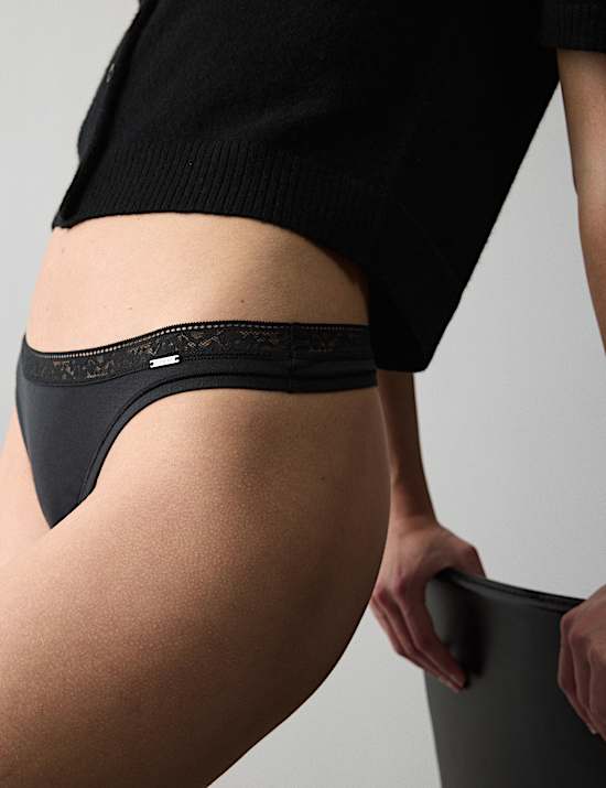 4 Pack Modal with Silk & Lace Thongs