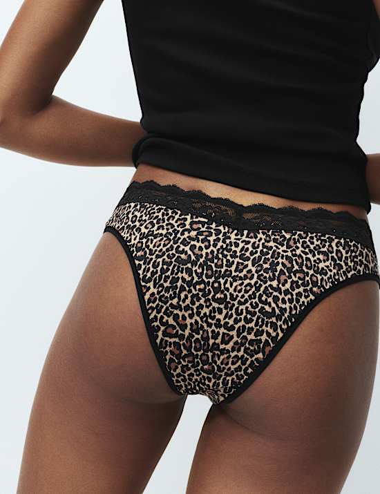 Lots de 2 culottes Miami à imprimé et bordure en dentelle