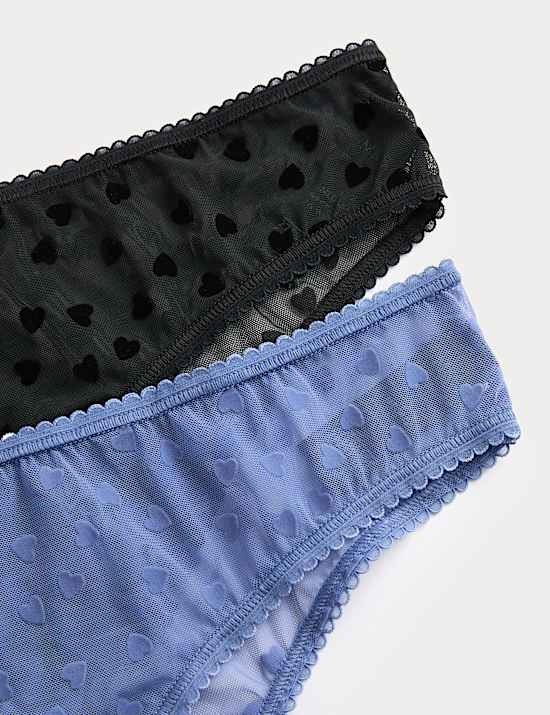 Lot de 2 tangas à imprimé floqué cœurs