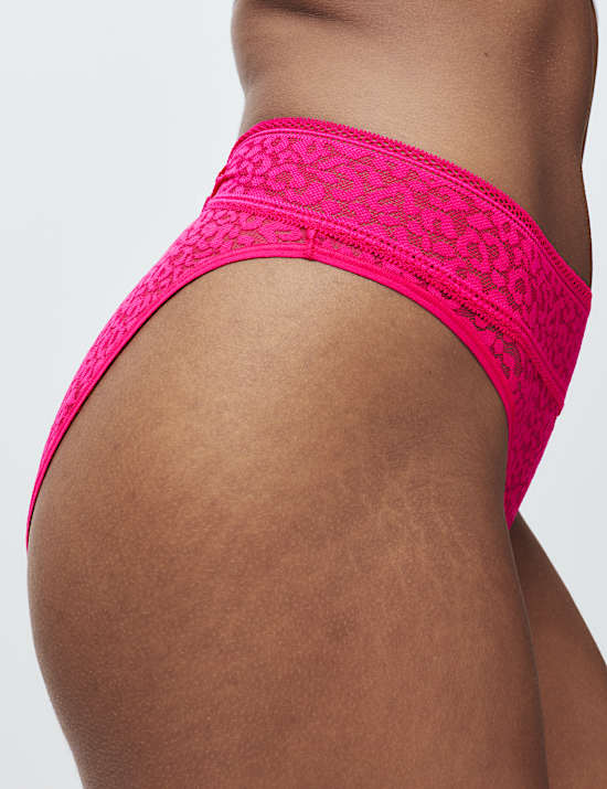 2pk Animal Lace High Leg Knickers