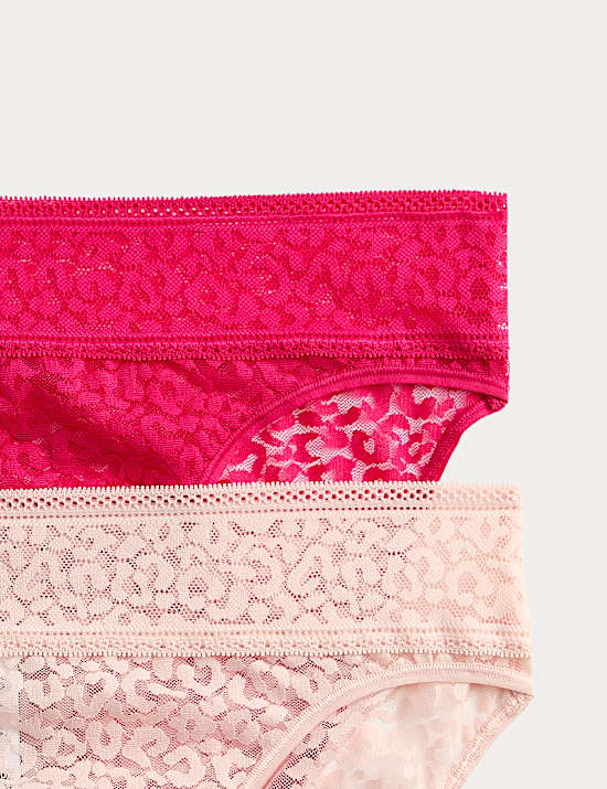 2pk Animal Lace High Leg Knickers