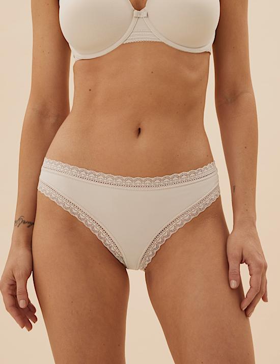 5pk Microfibre & Lace Brazilian Knickers