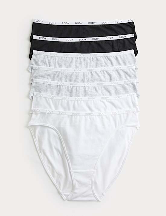 Pack de 7 braguitas de algod&oacute;n de corte alto