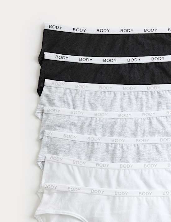 Pack de 7 braguitas de algod&oacute;n de corte alto