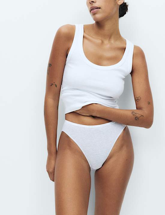 Pack de 7 braguitas de algod&oacute;n de corte alto