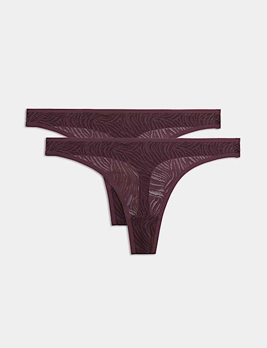 2 Pack Body Lace Thongs