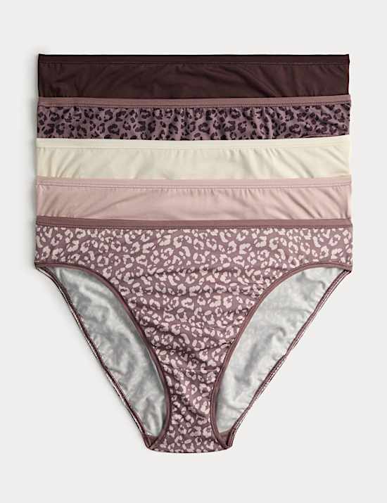 5pk Microfibre High Leg Knickers
