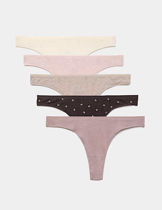 5 Pack Cotton Modal Thongs