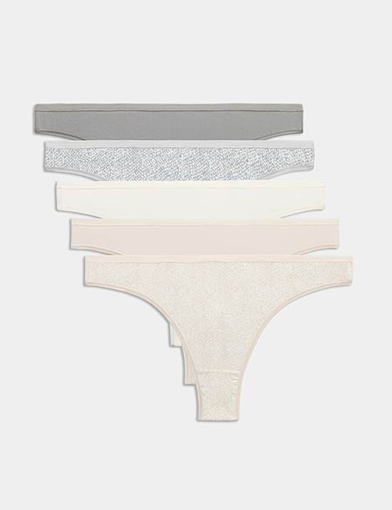 5pk Microfibre Low Rise Thongs