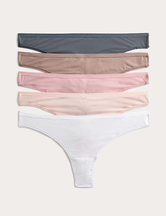 5pk Microfibre Low Rise Thongs