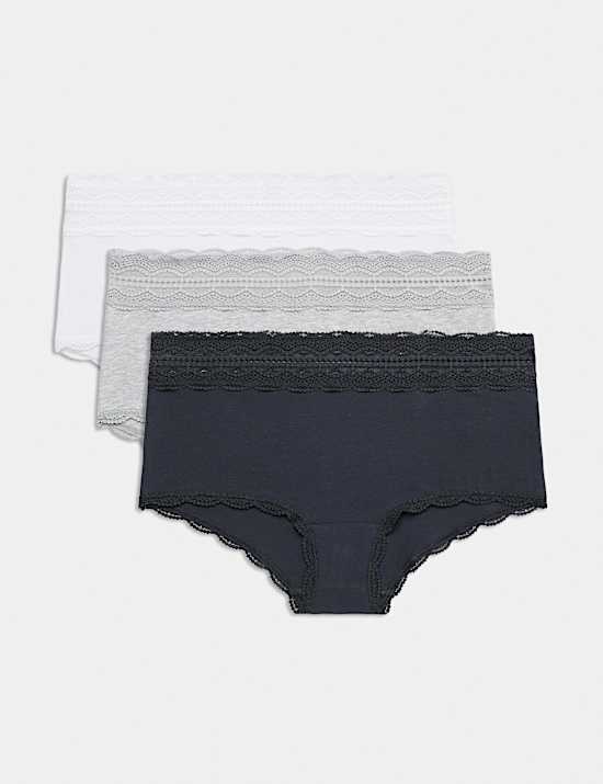 Lot de 3 shorts taille haute en coton