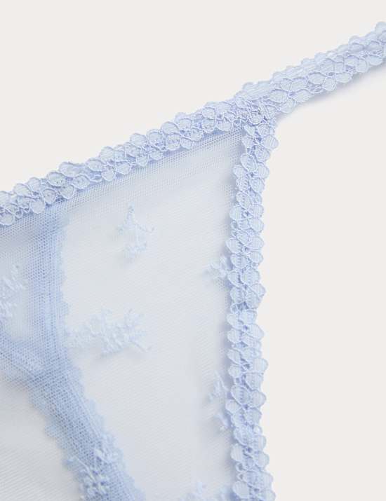 Floral Mock Embroidery Tanga Thong