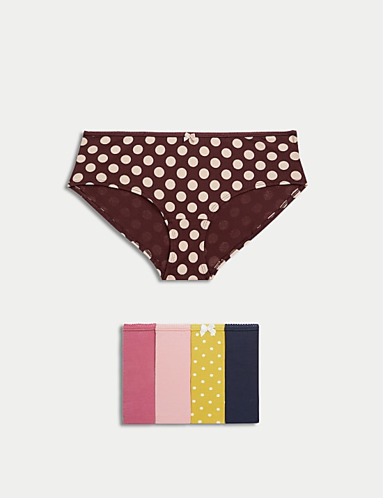 Pack de 5&nbsp;braguitas culotte de tiro bajo de lycra® de algodón con estampado de margaritas