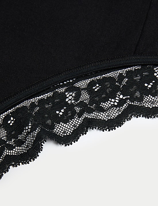 Lot de 5&nbsp;tangas taille haute en coton et dentelle