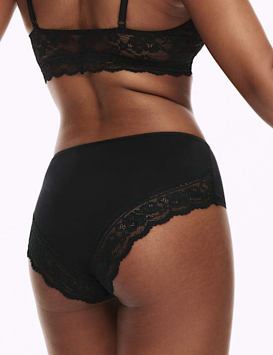 Lot de 5&nbsp;tangas taille haute en coton et dentelle