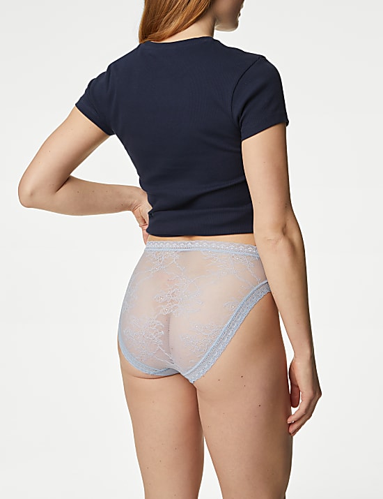 4pk Modal & Lace High Waisted High Leg Knickers