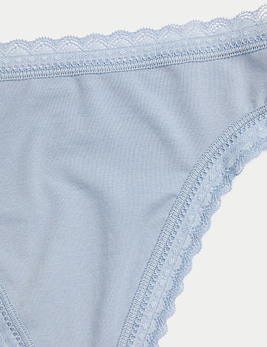 4pk Modal & Lace High Waisted High Leg Knickers