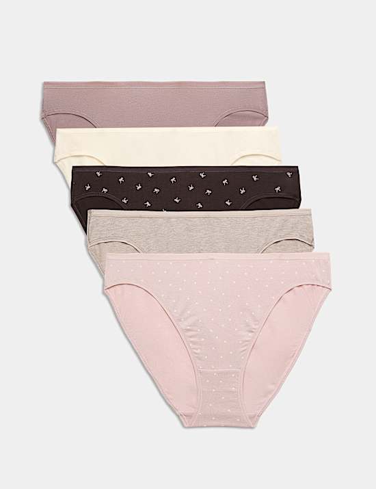 5pk Cotton Modal High Leg Knickers