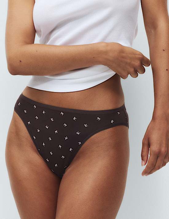 5pk Cotton Modal High Leg Knickers