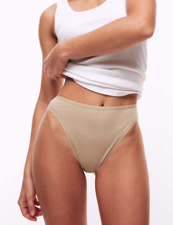 5pk Cotton Modal High Waisted High Leg Knickers